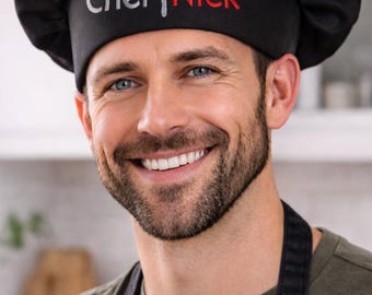 Personalized Chef Hat – Custom Embroidered Name, Chef Knife Design, Cotton Comfort