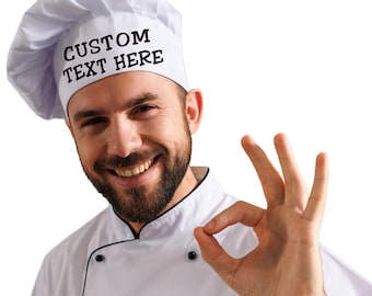 Custom Chef Hat - Any Text Skull Cap - Personalized Cooking Hat