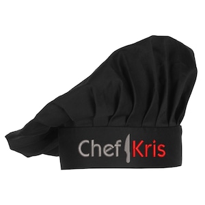 Personalized chef hat with custom embroidered name. gift for chef