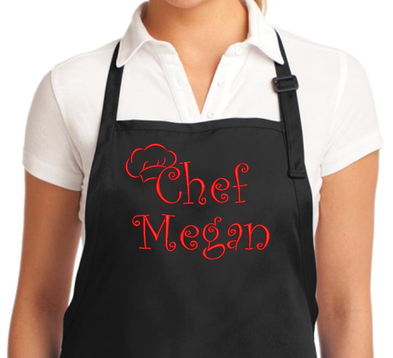 Personalized Apron Embroidered Chef Any Name Design Add a Etsy