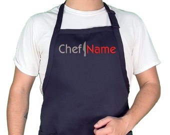 Personalized Chef Apron | Gifts for Learning to Cook | Custom Name Embroidery | Summer Barbeque Necessities | Holiday Party Host or Hostess