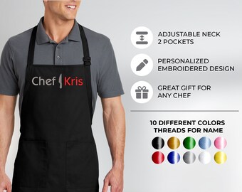 Make Any Baker Feel like a Head Chef with Personalized Aprons and Custom Text! Funny apron with embroidered design, Kitchen Gifts for Her
