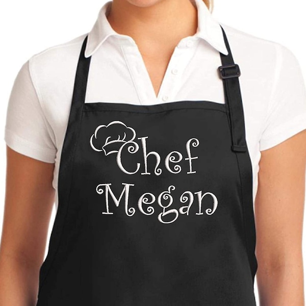 Personalized Apron with Embroidered Chef Name Design Add a Name, premium quality apron with your name or text best gift for any chef