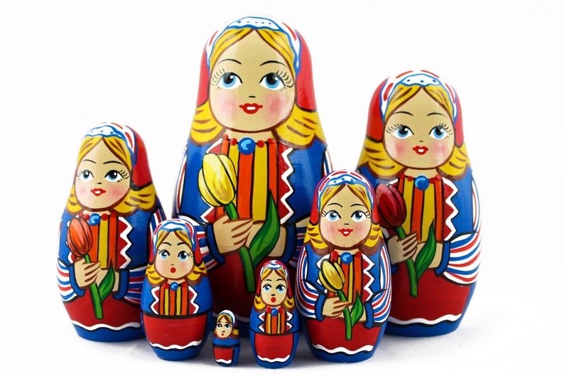 Dutch National Costume Matryoshka Russian Nesting Dolls Set Of Image 0