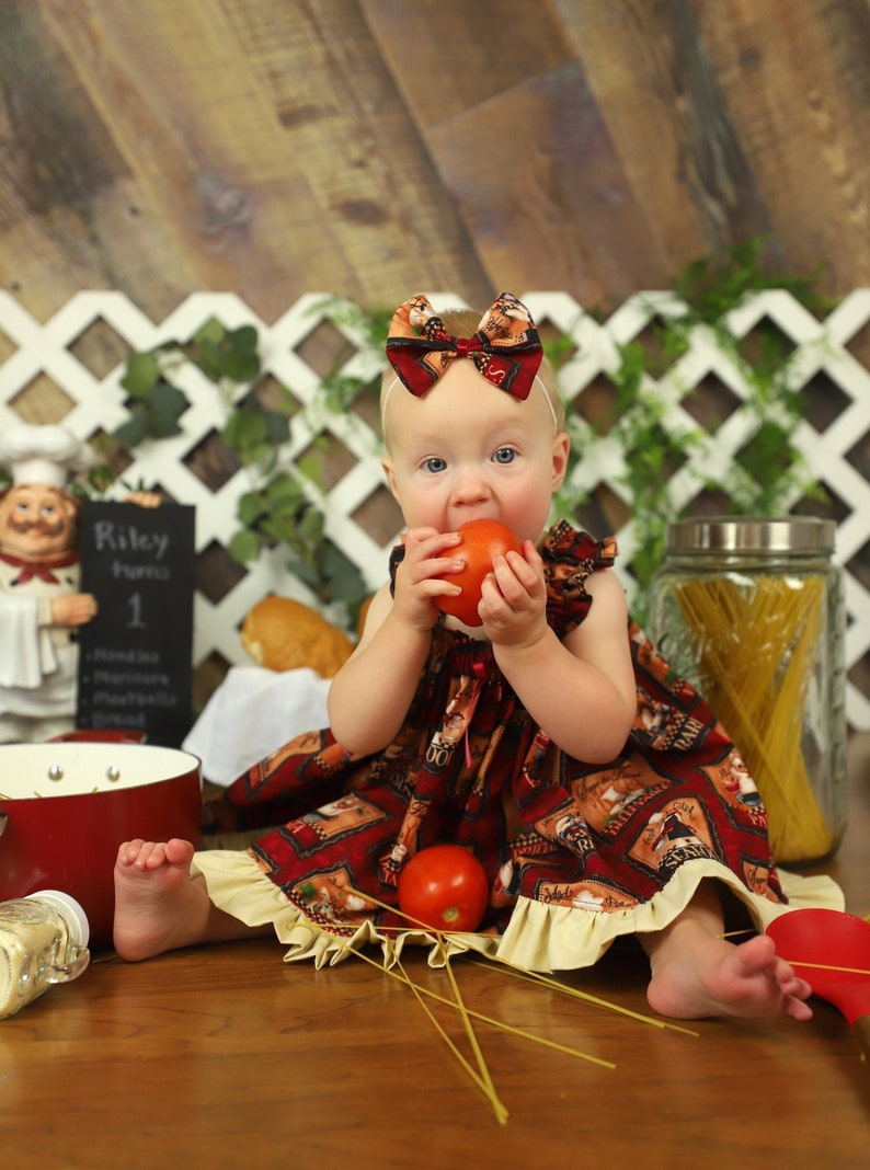 Italian Chef Cooking Vintage Baby Girls Dress