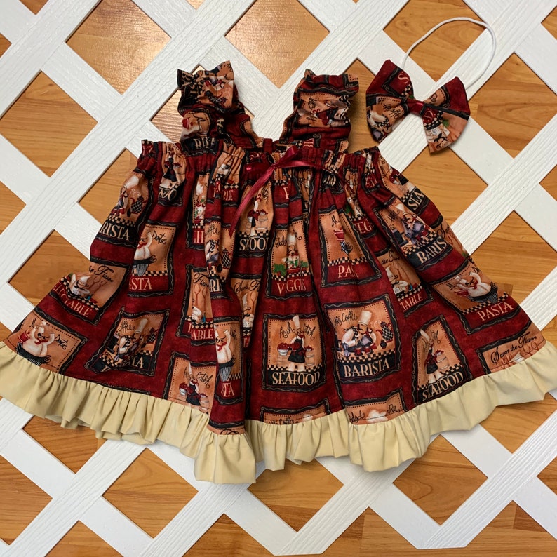 Italian Chef Cooking Vintage Baby Girls Dress