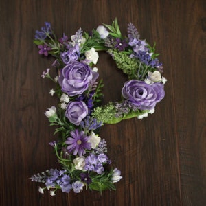 Lavender Purple Decorative Floral Wood Letters