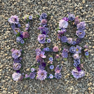 Lavender Purple Decorative Floral Wood Letters