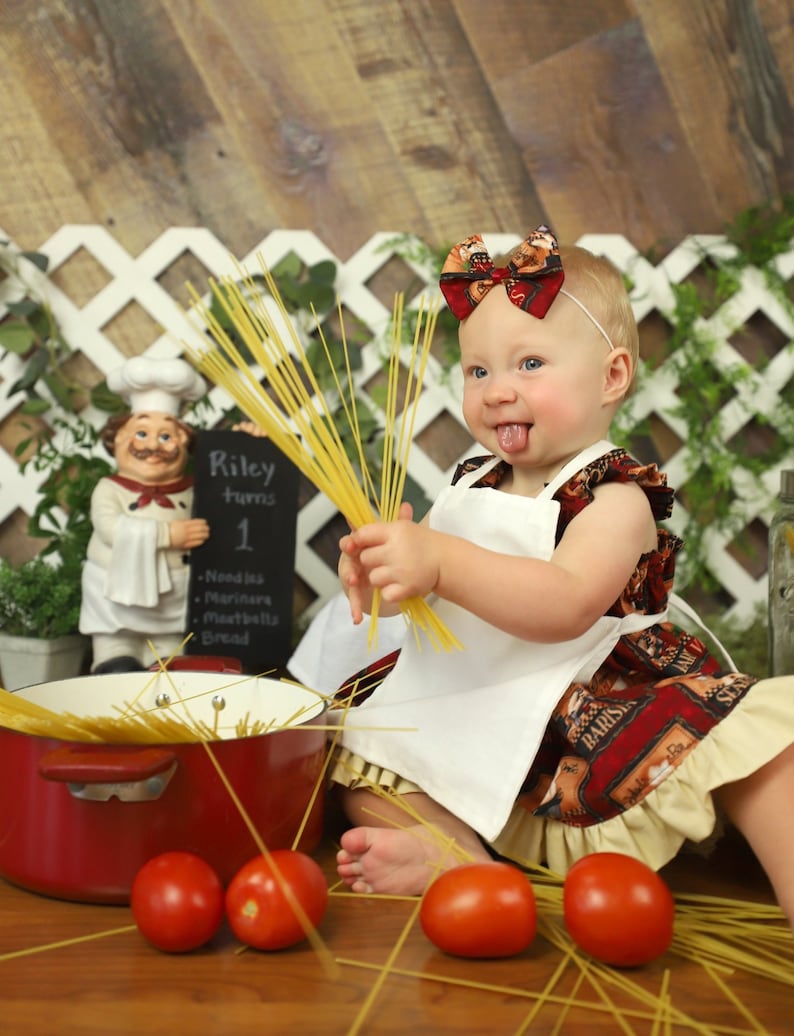 Italian Chef Cooking Vintage Baby Girls Dress