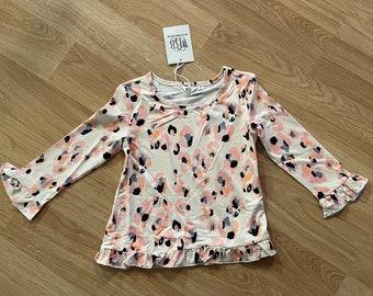 Girls long sleeve multi colored cheetah tunic