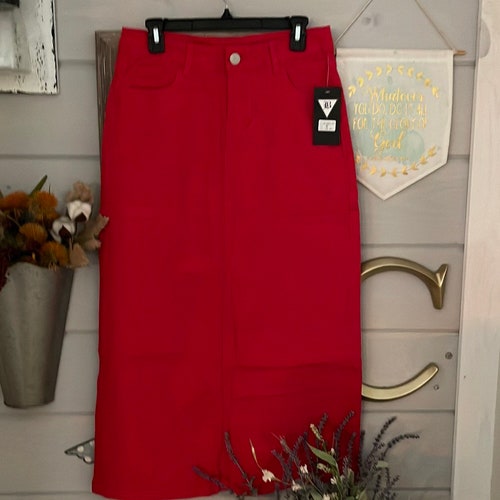 Long Denim Skirt Etsy