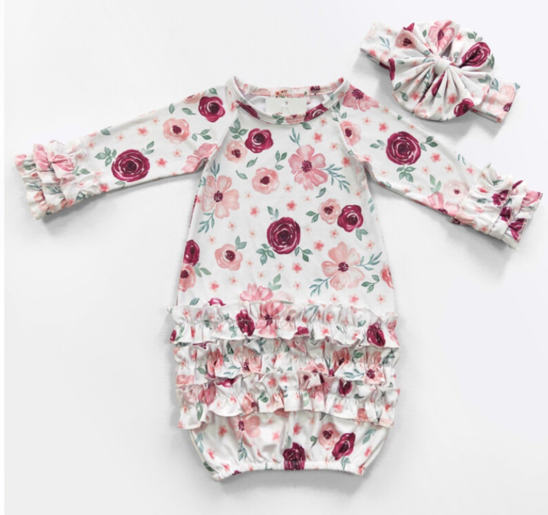 Newborn Girl Baby Gowns 5 Prints Available Etsy