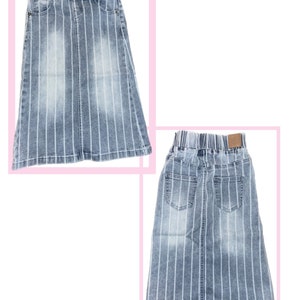 Little girls striped stretch denim skirt