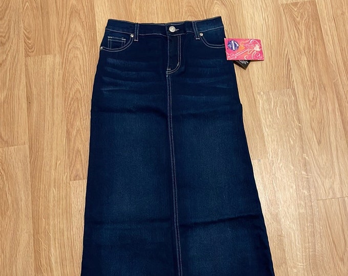 Girls Long Denim Skirt Etsy