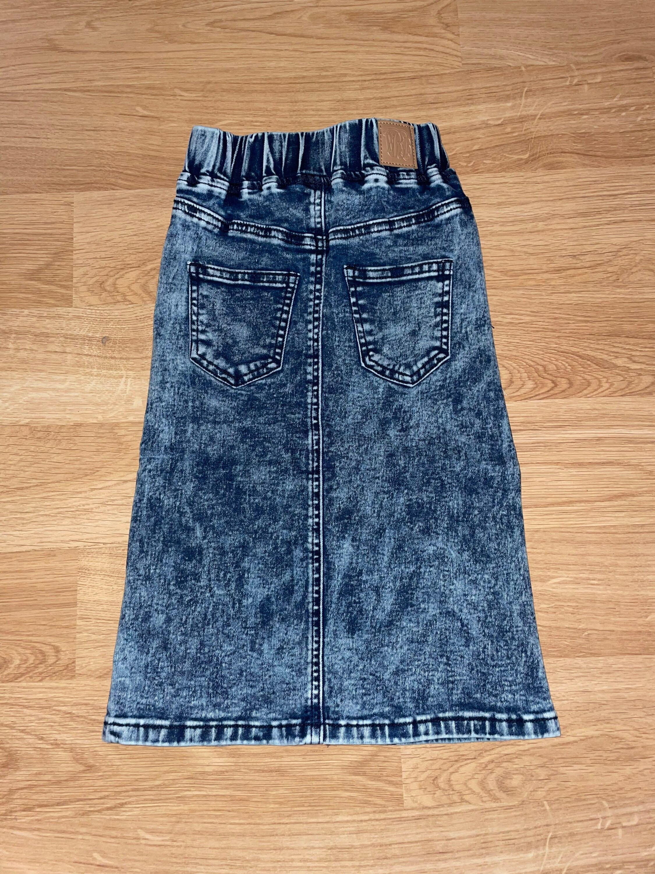 Acid-Wash Denim Pleated Skirt by ML Kids