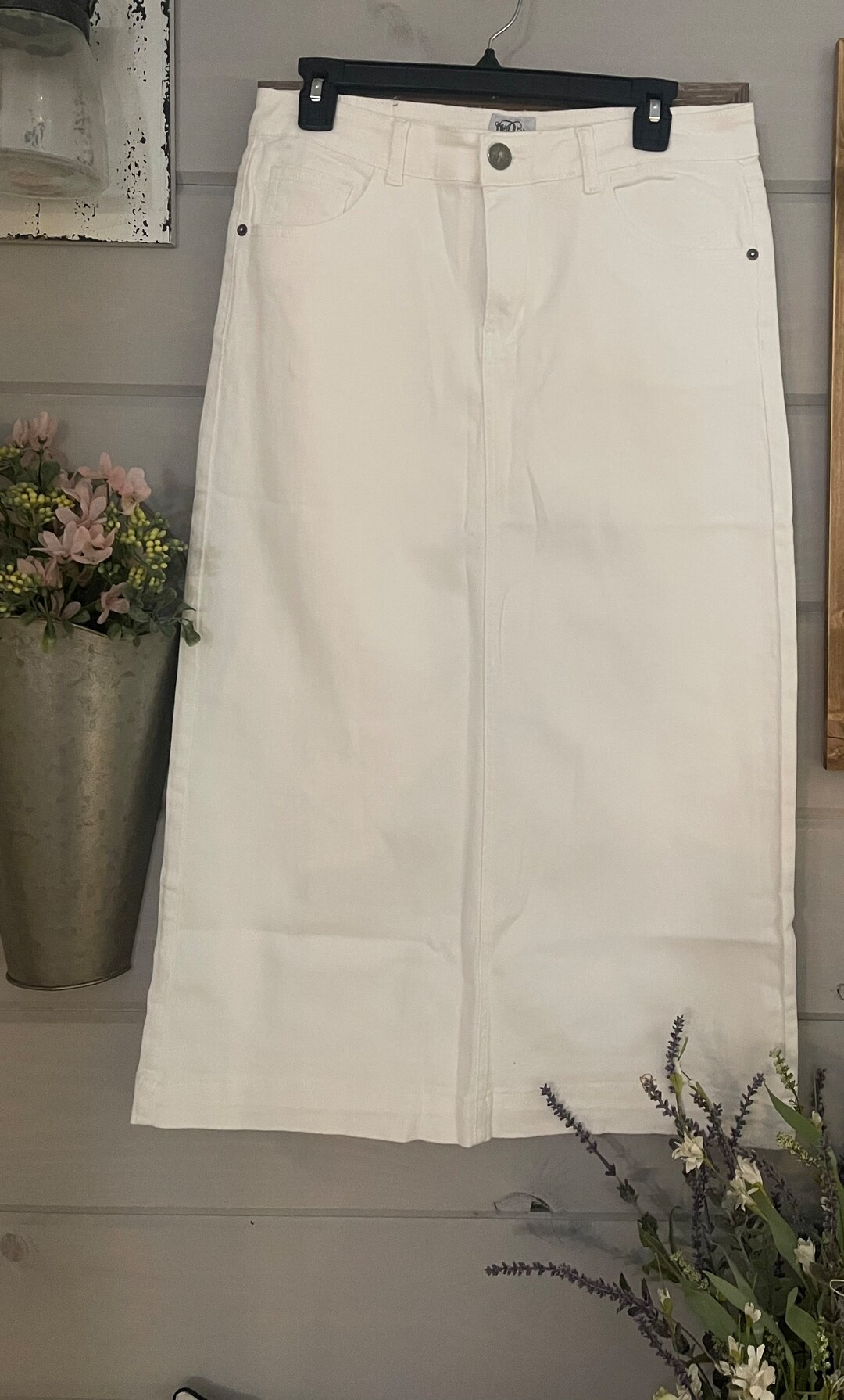 Creamy White Denim Skirt Etsy