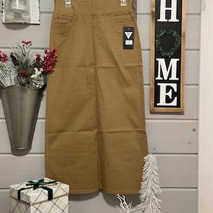 Long camel khaki skirt