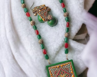 Elegant Terracotta jewelry set, gift for her, indian jewelry