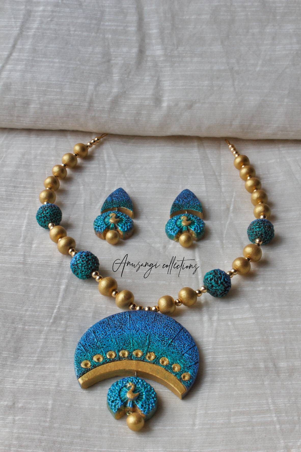 Peacock Terracotta Jewellery Festive Wear Traditional Jewelry