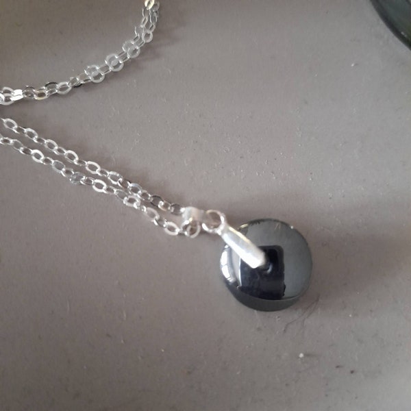 collier argent et hematite