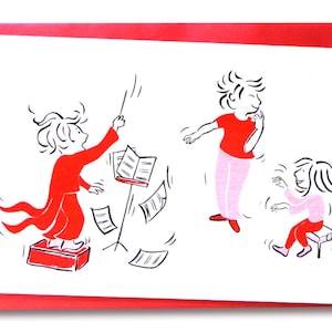 Postcard Music Child Orchestra Imaginary Humor
