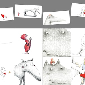 4 cartes postales LOUP Humour Poésie