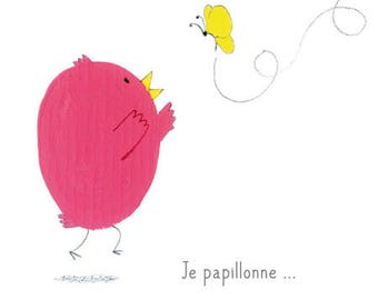 Carte Postale Oiseau Humour Poésie Papillon Printemps