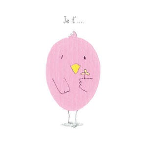 Carte postale Oiseau St Valentin Humour Amour Je t'aime Fleurs