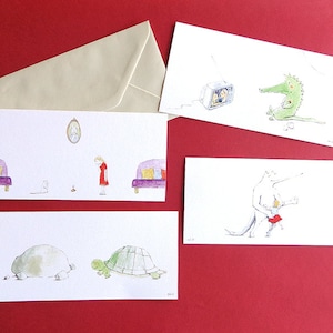 4 Cartes Postales ANIMAUX Humour Chat Crocodile Tortue Loup