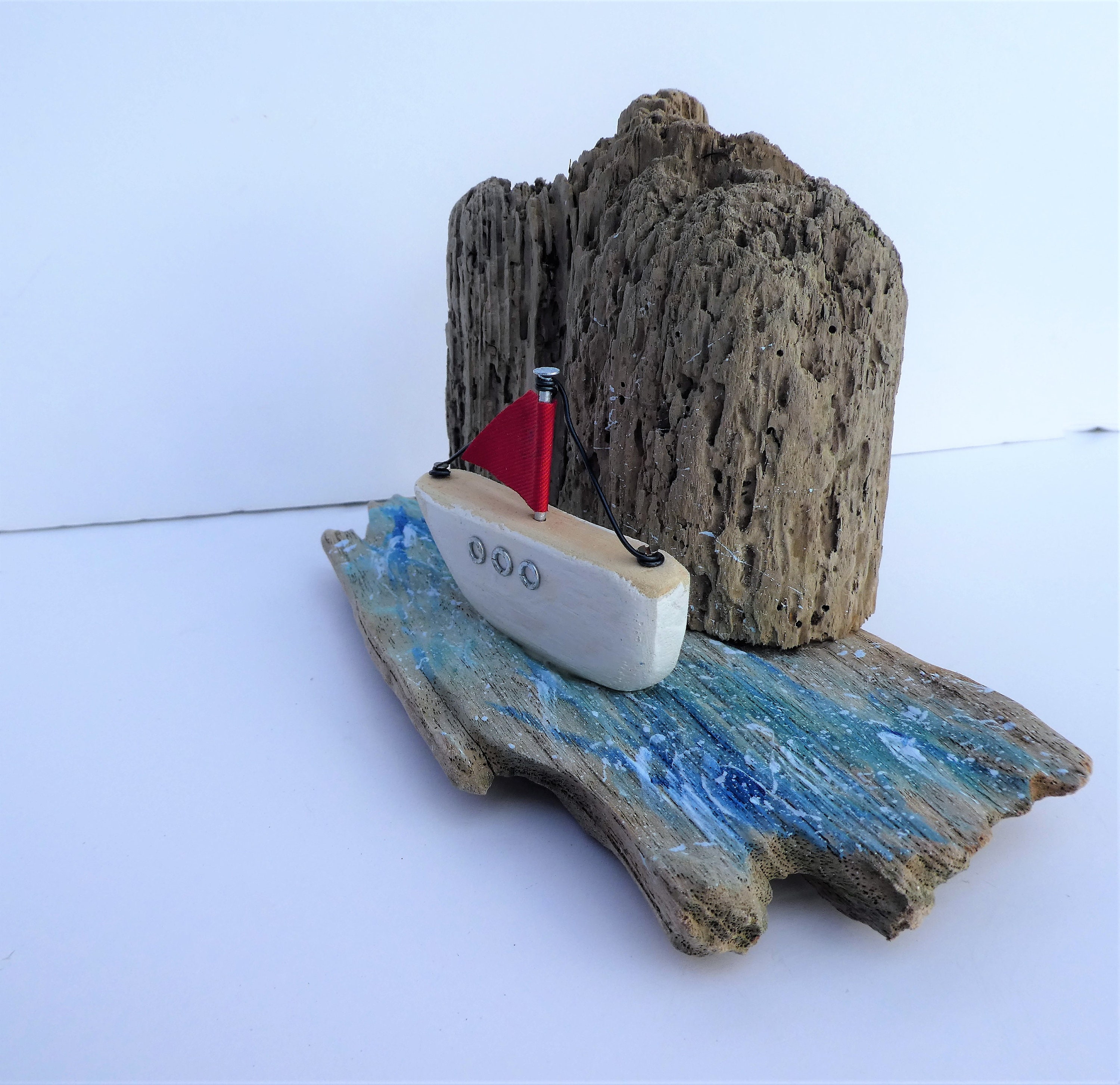 Sailing Boat Decor Wooden Boat Art Nautical Eco Gift Etsy