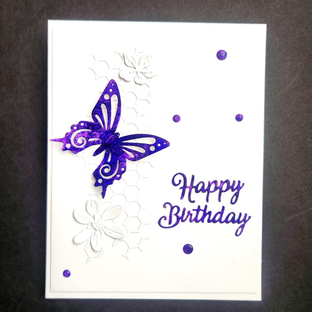 Purple Butterfly Birthday Card, Floral Handmade Greeting - Etsy UK