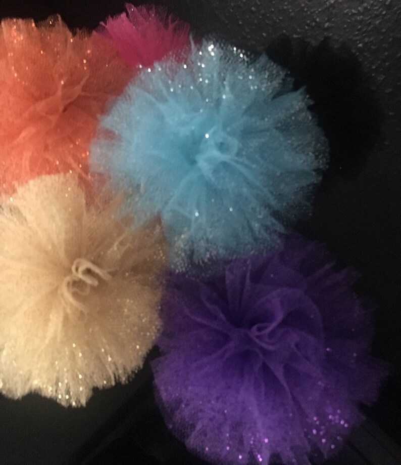 Glitter Tulle Pom poms on a stick Etsy
