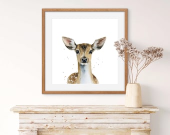 Deer Print | Deer Painting | Deer Wall Art | Woodland Wildlife Nursery