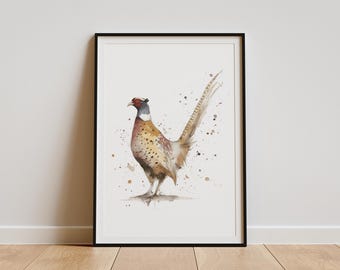 Pheasant Print | Watercolour Game Bird Poster| Bird Wall Art | Countryside Living Room Painting