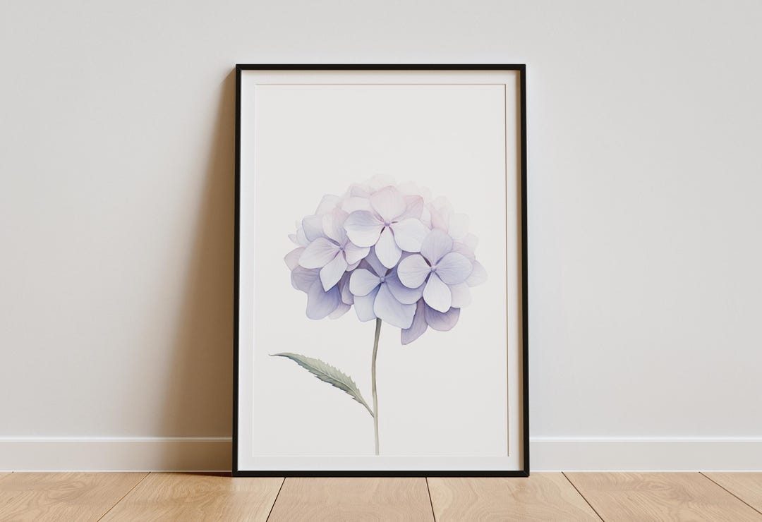 Hydrangea Wall Art Print | Floral Watercolour Poster | Botanical Decor ...