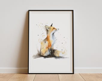 キツネの版画 | キツネのアート | 森の動物の保育園 | 野生動物の絵画