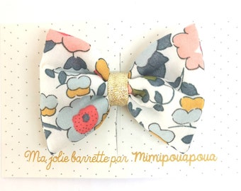 barrette noeud coton liberty betsy porcelaine , barrette cheveux , pince cheveux, mimipouapoua