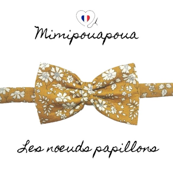 Noeud papillon homme réglable liberty capel moutarde , événement, mariage, mimipouapoua