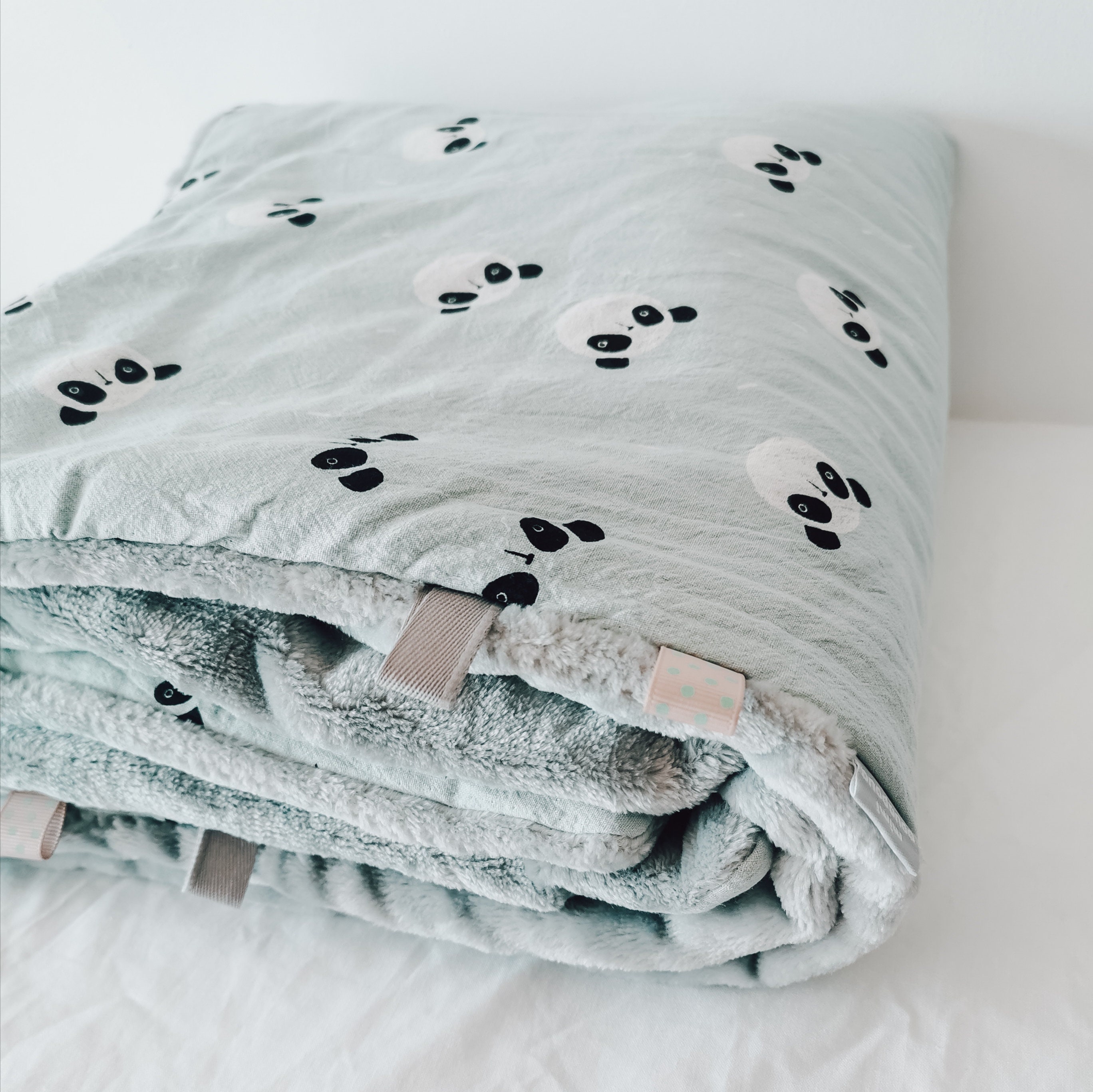 Couverture Bébé , Bleue Clair Imprimé Pandas, Plaid Toute Douce Mimipouapoua