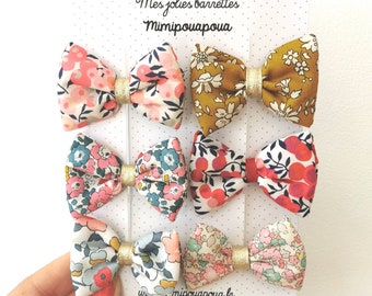 barrette noeud liberty LOT 5+1 GRATUITE , pince cheveux fins , pince croco , mimipouapoua