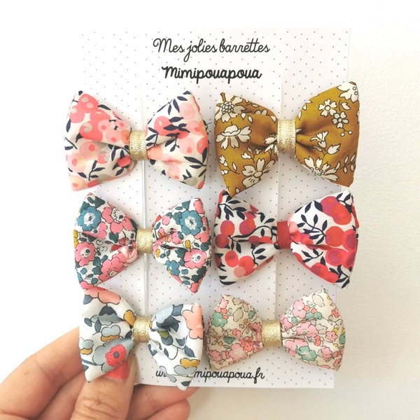 barrette noeud liberty LOT 5+1 GRATUITE , pince cheveux fins , pince croco , mimipouapoua