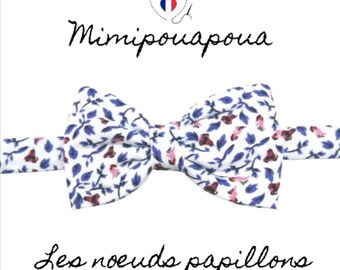 Noeud papillon homme réglable esprit liberty bleu , événement, mariage, mimipouapoua