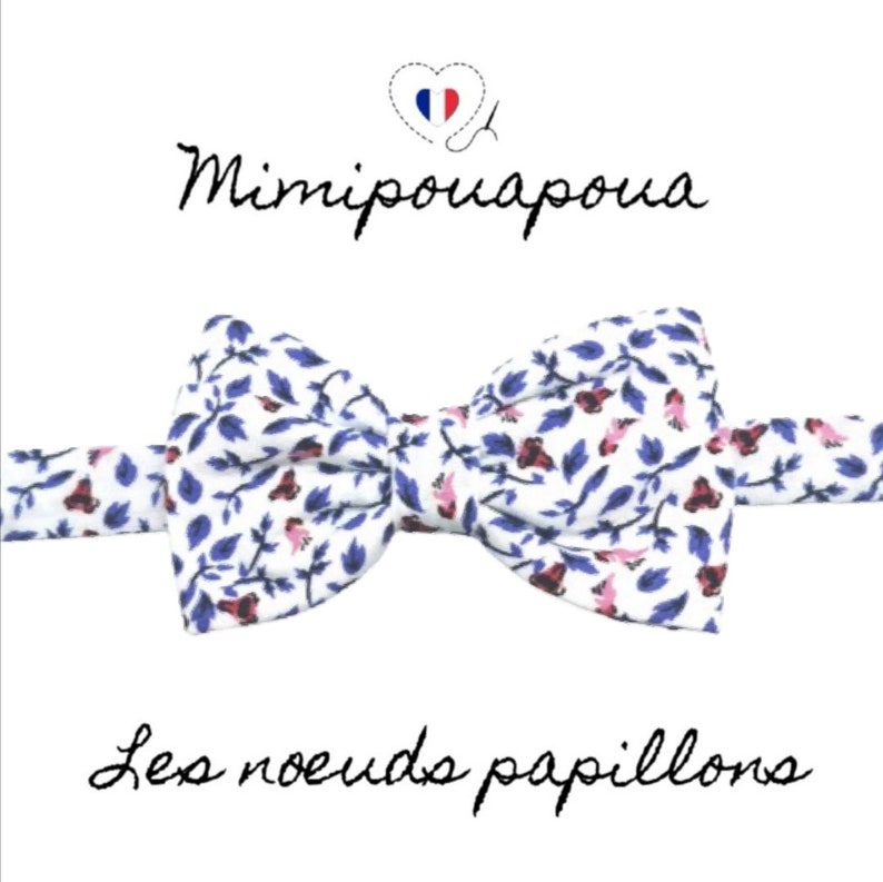 Noeud papillon homme réglable esprit liberty bleu , événement, mariage, mimipouapoua image 1