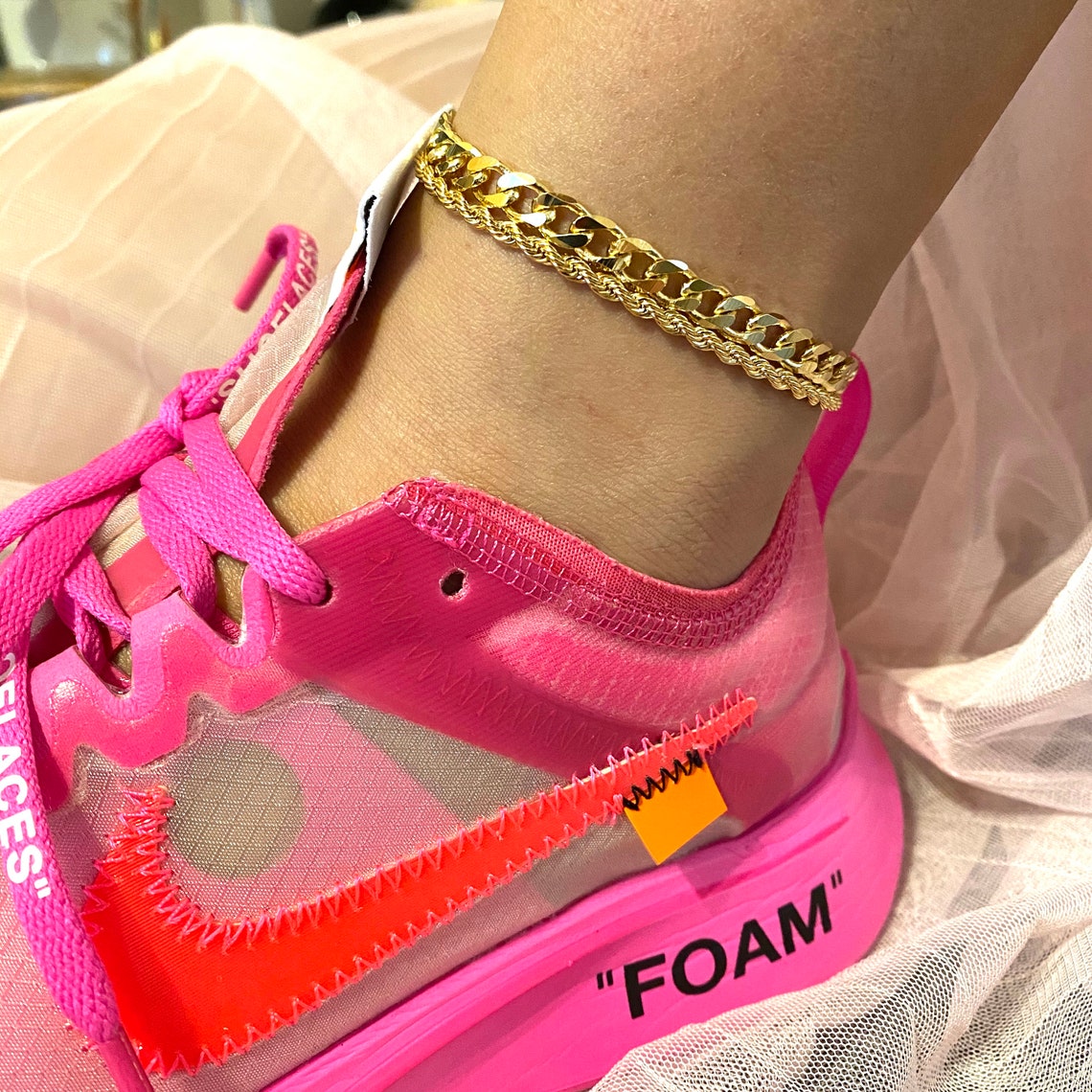 Rope chain anklet18k yellow gold anklet link braceletchain Etsy