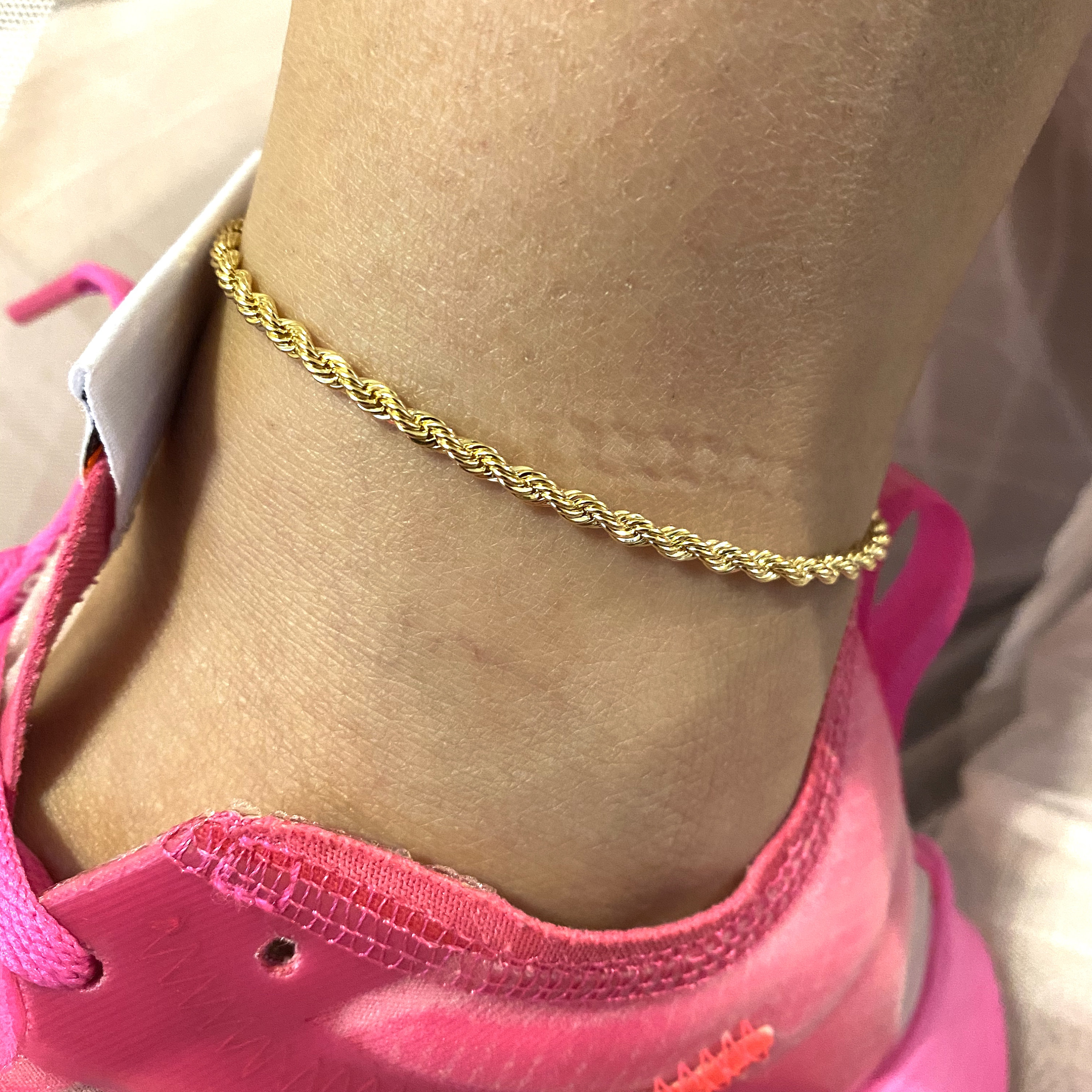 Rope chain anklet18k yellow gold anklet link braceletchain Etsy