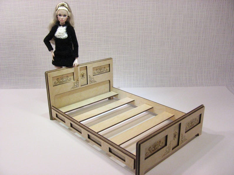 Barbie bed double for Dolls 12 in 1/6 furniture Barbie FR FR2 Etsy