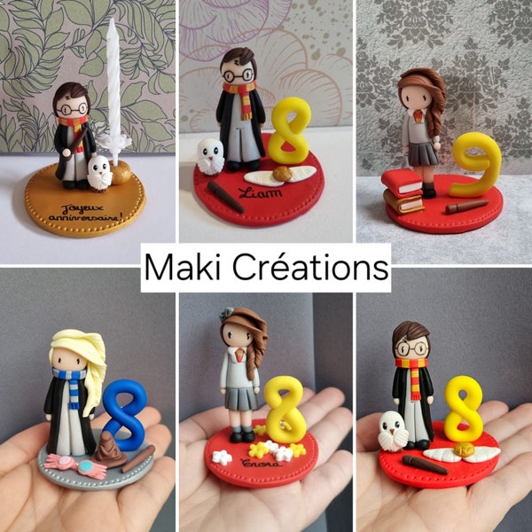 Cake topper thème harry potter pour gâteau d'anniversaire à personnaliser ( vendu à l'unité)