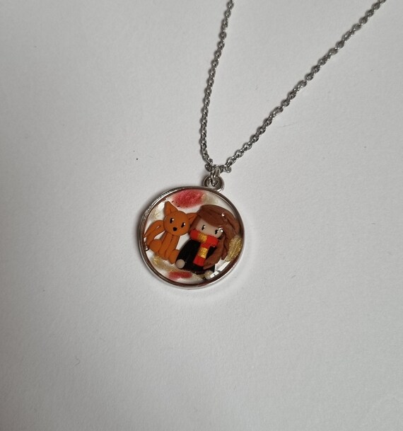 Resin Necklace With Hermione and Her Cat Etsy Canada