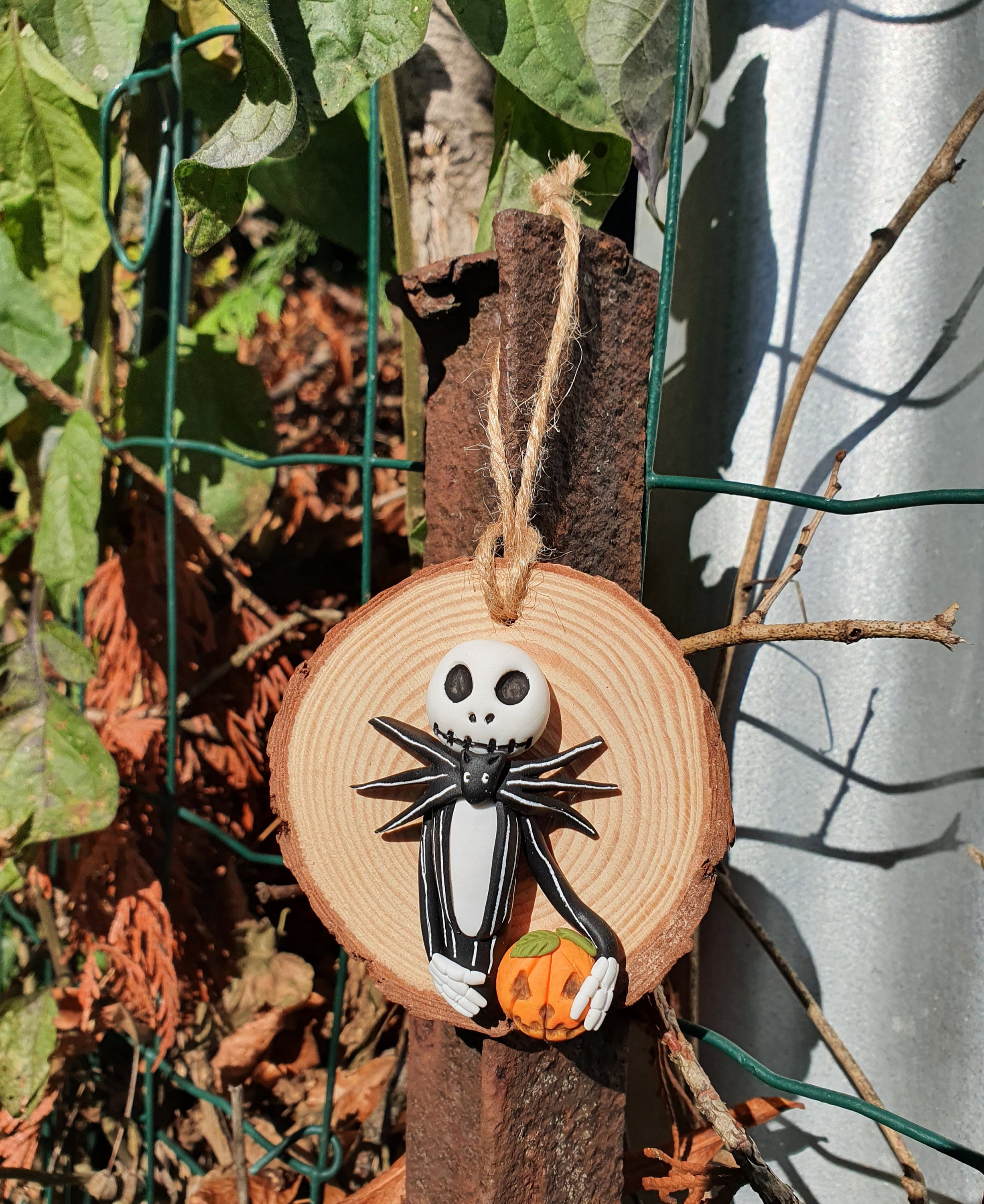 Décoration sur Rondin de Bois | Mr Jack et Citrouille 2