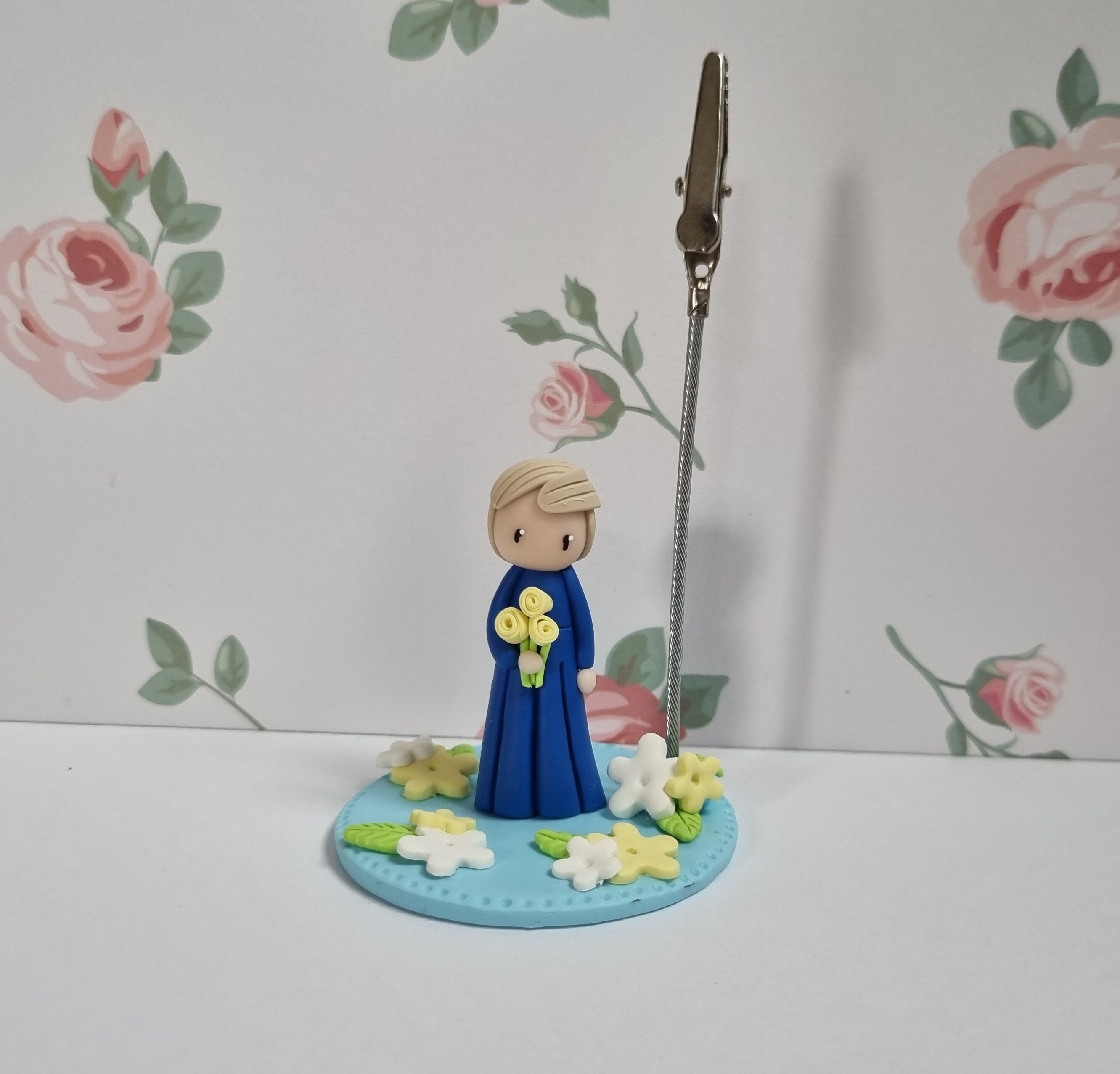 Figurine /Support Photo Femme, Robe Bleue | Cadeau Fête Des Grands Mères, Mamies